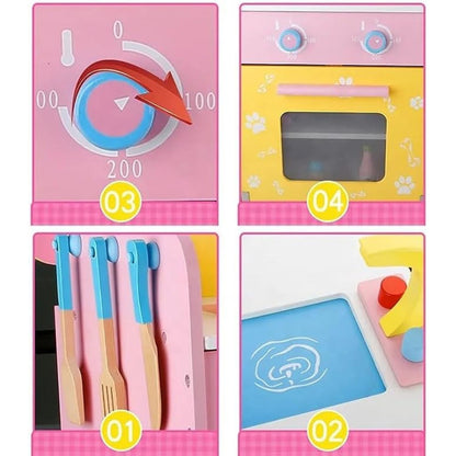 EKKIO Wooden Kitchen Playset for Kids (Puppy Shape Kitchen Set) - Cosy Abode