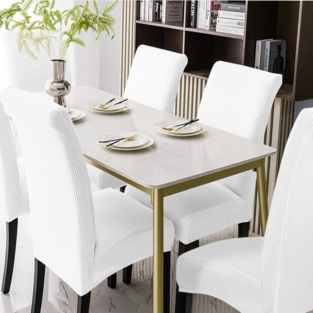 GOMINIMO 6pcs Dining Chair Slipcovers/ Protective Covers (White) - Cosy Abode
