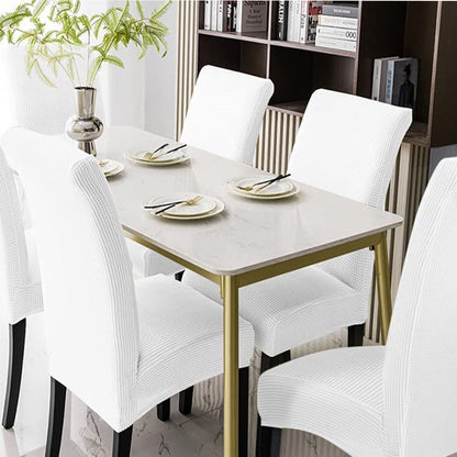 GOMINIMO 6pcs Dining Chair Slipcovers/ Protective Covers (White) - Cosy Abode