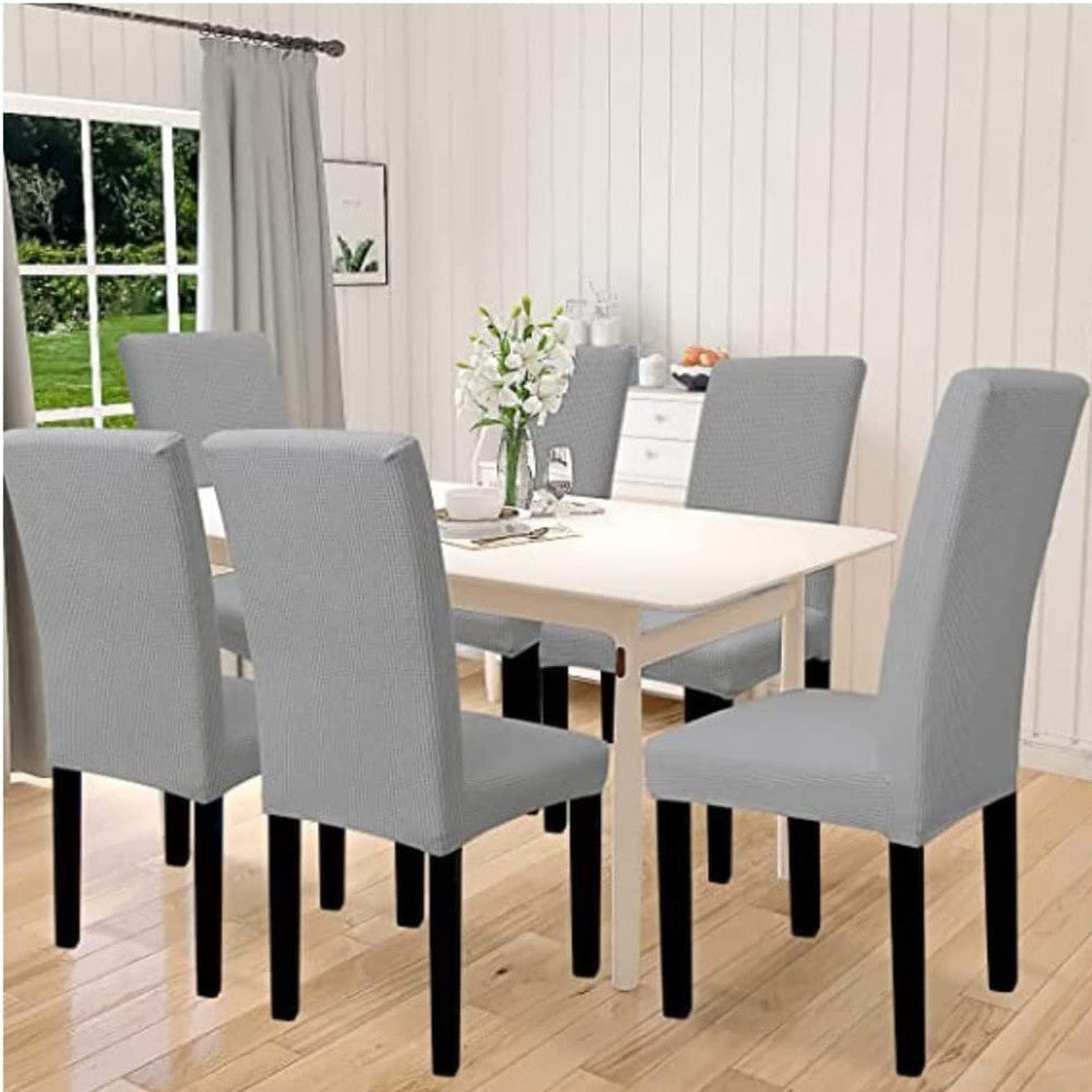 GOMINIMO 6pcs Dining Chair Slipcovers/ Protective Covers (Silver Grey) - Cosy Abode