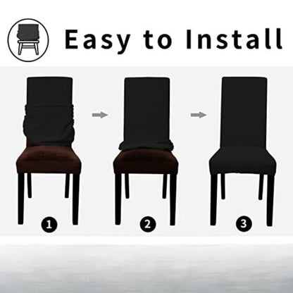 GOMINIMO 6pcs Dining Chair Slipcovers/ Protective Covers (Black) - Cosy Abode