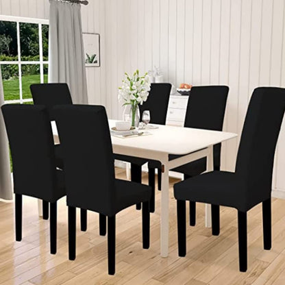 GOMINIMO 6pcs Dining Chair Slipcovers/ Protective Covers (Black) - Cosy Abode