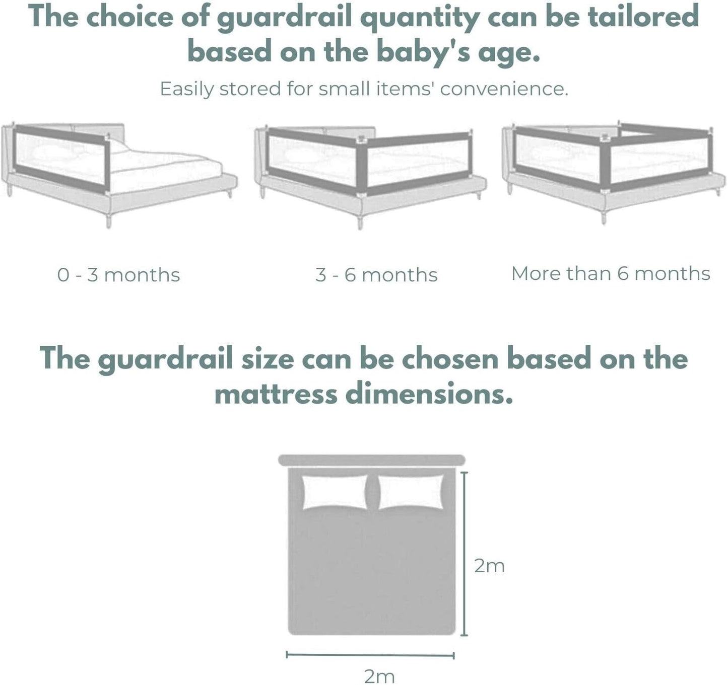 GOMINIMO 200cm x 90cm Kids Bed Safety Rail - Height Adjustable & Foldable Grey - Cosy Abode