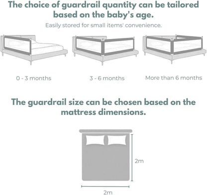 GOMINIMO 200cm x 90cm Kids Bed Safety Rail - Height Adjustable & Foldable Grey - Cosy Abode