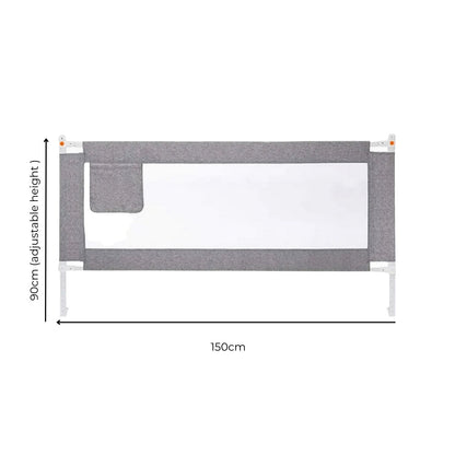 GOMINIMO 150cm x 90cm Kids Bed Safety Rail - Height Adjustable & Foldable Grey - Cosy Abode