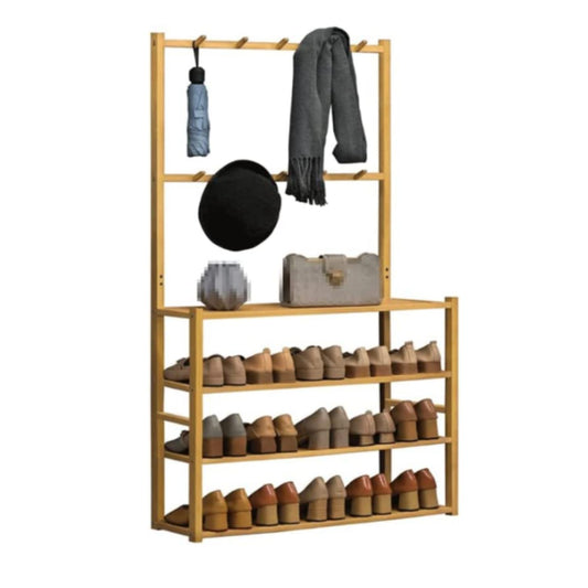 GOMINIMO Bamboo Clothes Rack and Shoe Rack Shelves 80cm - Cosy Abode