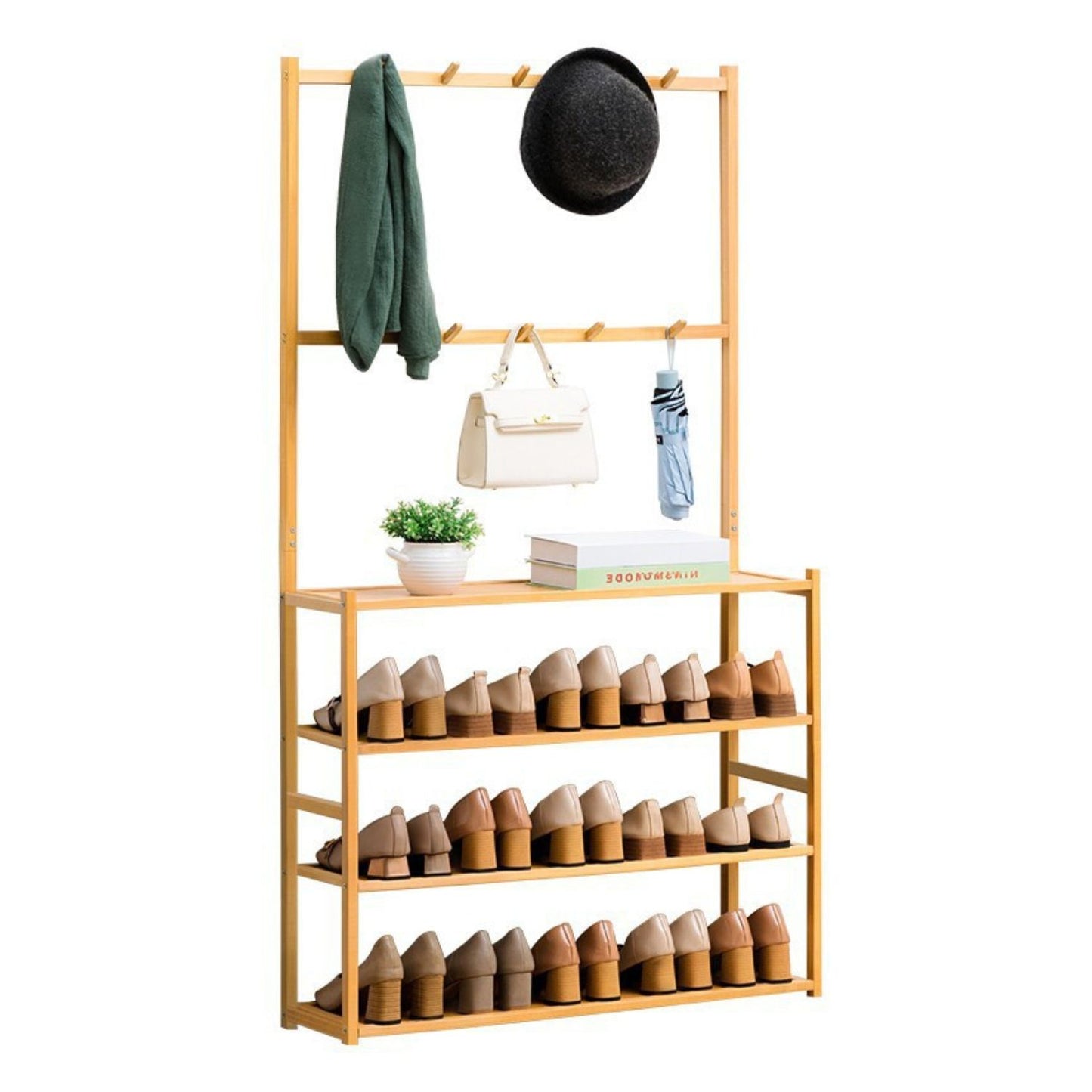 GOMINIMO Bamboo Clothes Rack and Shoe Rack Shelves 80cm - Cosy Abode