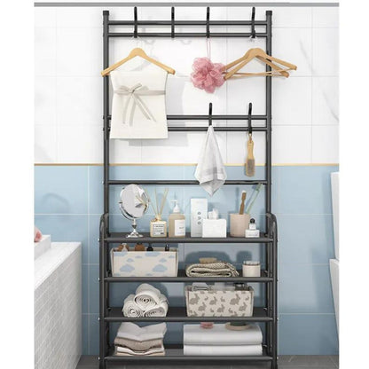 GOMINIMO Clothes Rack with Shoe Rack Shelves (Black) - Cosy Abode