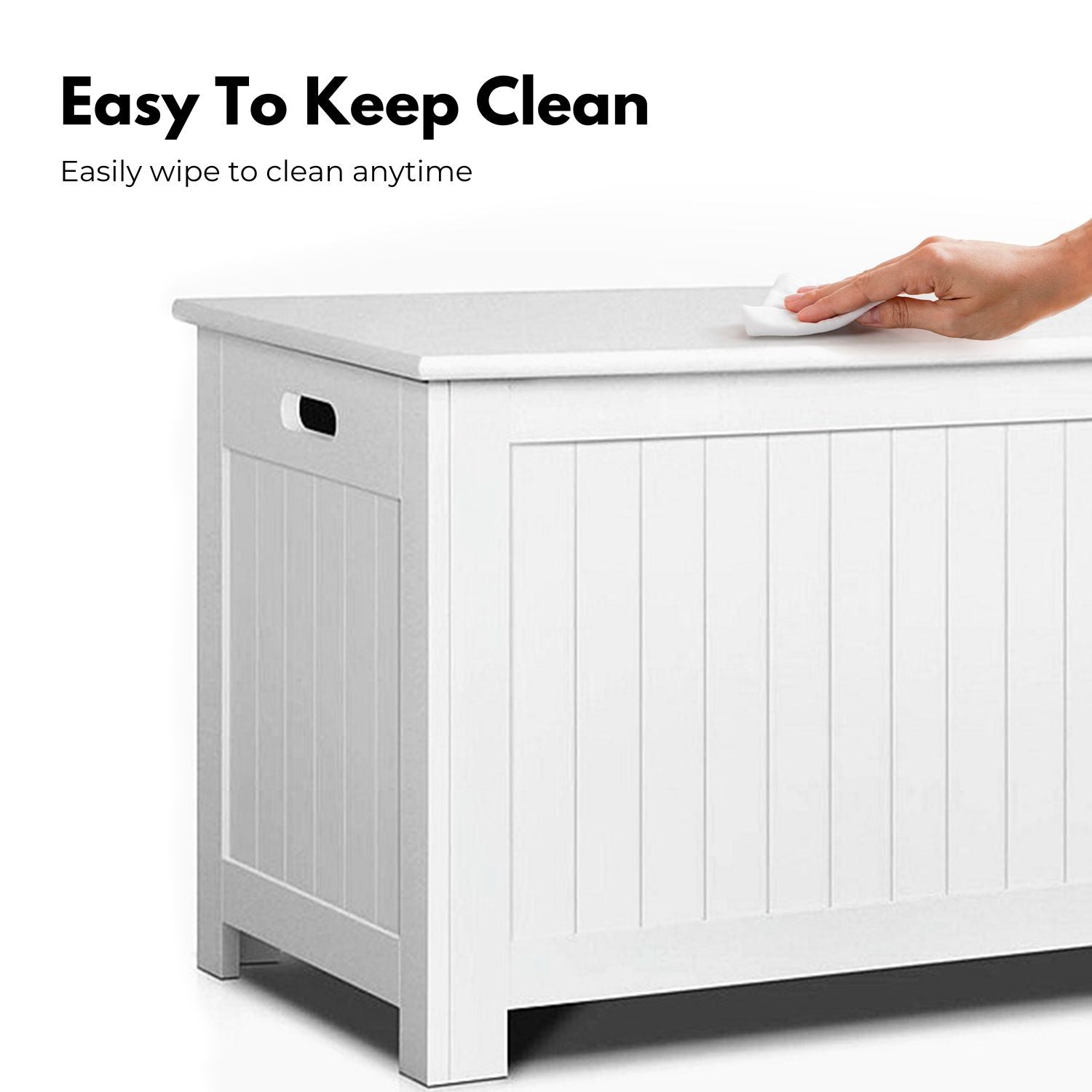 GOMINIMO Kids Toy Storage Box with Lid and Air Gap Handle (White) - Cosy Abode
