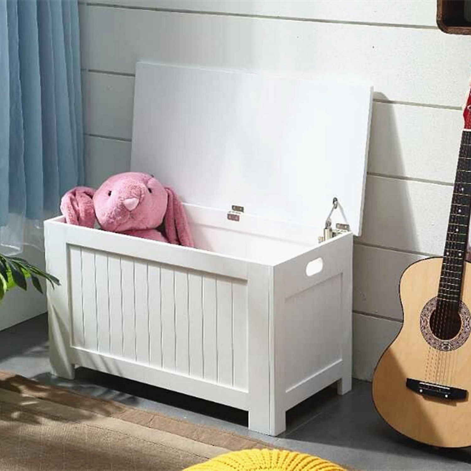 GOMINIMO Kids Toy Storage Box with Lid and Air Gap Handle (White) - Cosy Abode