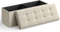 SONGMICS 109cm Folding Storage Ottoman Bench Beige - Cosy Abode