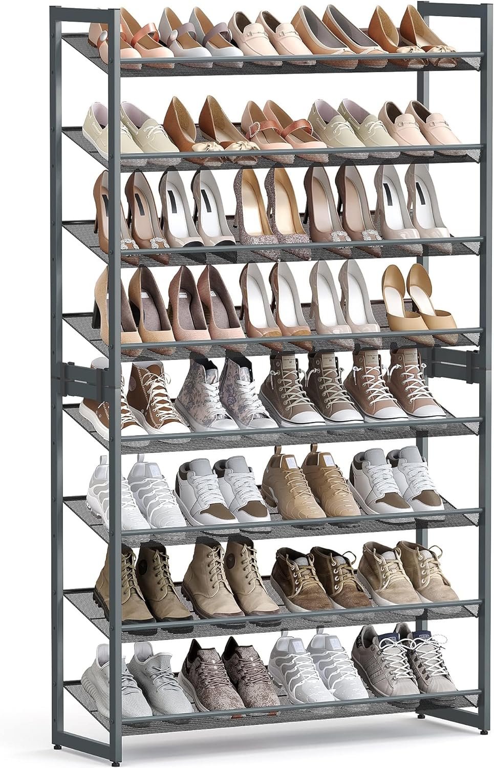 SONGMICS 8-Tier Shoe Rack Storage 32 pairs with Adjustable Shelves Gray - Cosy Abode