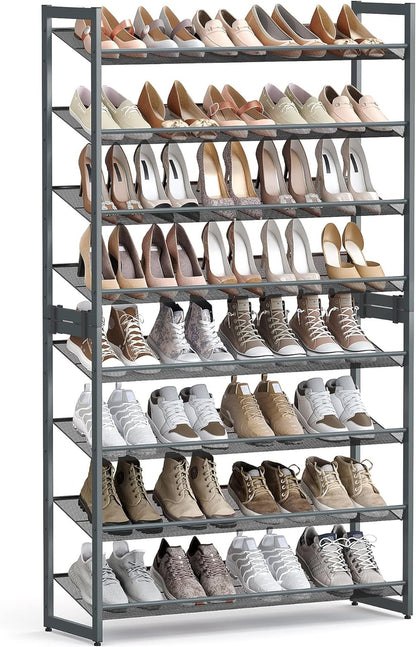 SONGMICS 8-Tier Shoe Rack Storage 32 pairs with Adjustable Shelves Gray - Cosy Abode