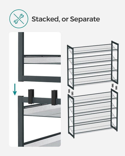 SONGMICS 8-Tier Shoe Rack Storage 32 pairs with Adjustable Shelves Gray - Cosy Abode