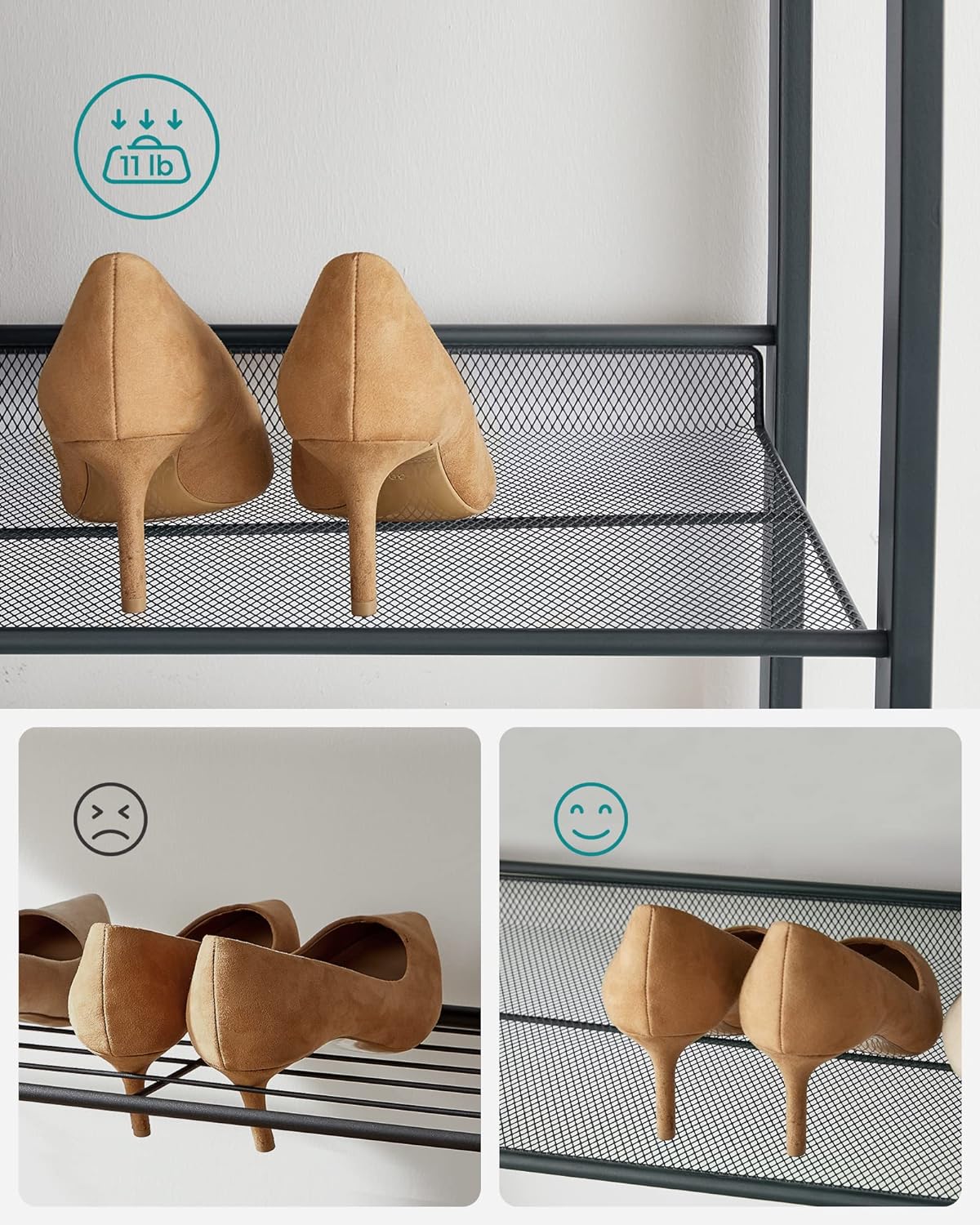 SONGMICS 8-Tier Shoe Rack Storage 32 pairs with Adjustable Shelves Gray - Cosy Abode