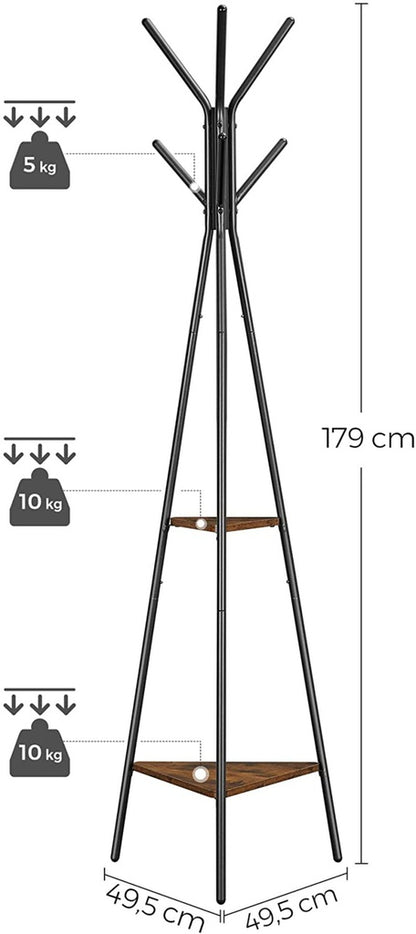 VASAGLE Vintage Coat Rack Stand Black - Cosy Abode