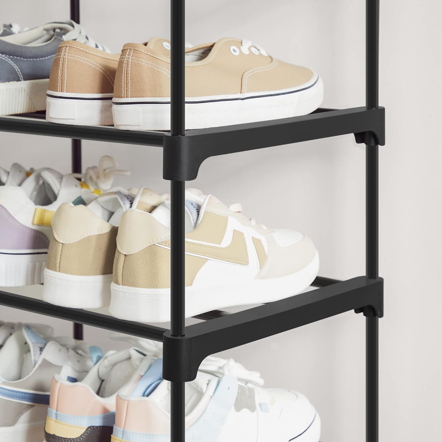SONGMICS 10 Tier Metal Shoe Rack for 50 Pairs of Shoes Black - Cosy Abode