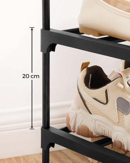 SONGMICS 10 Tier Metal Shoe Rack for 50 Pairs of Shoes Black - Cosy Abode
