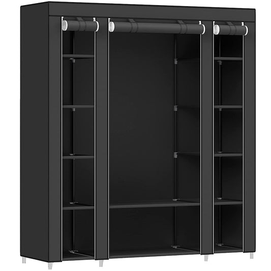 SONGMICS Non-Woven Fabric Wardrobe Bedroom Furniture Storage Black - Cosy Abode