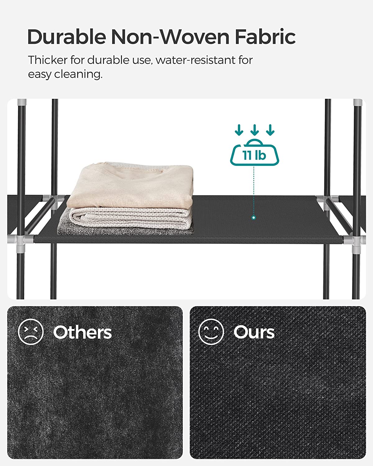 SONGMICS Non-Woven Fabric Wardrobe Bedroom Furniture Storage Black - Cosy Abode