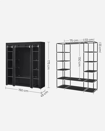 SONGMICS Non-Woven Fabric Wardrobe Bedroom Furniture Storage Black - Cosy Abode