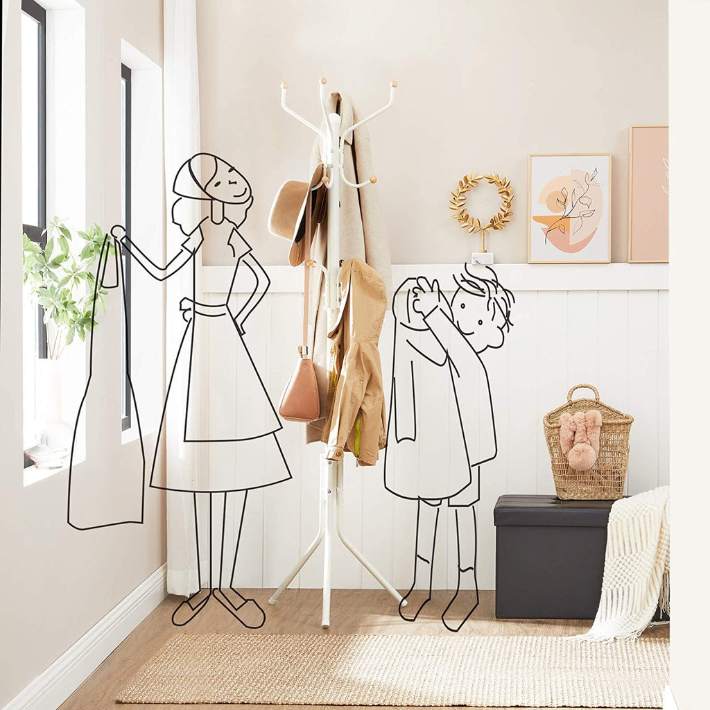 SONGMICS Metal Coat Rack 182 cm Tall Hall Tree White - Cosy Abode