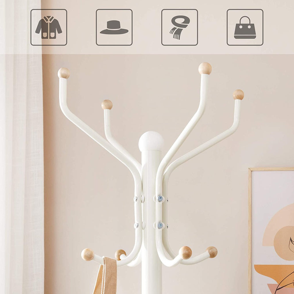 SONGMICS Metal Coat Rack 182 cm Tall Hall Tree White - Cosy Abode