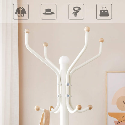 SONGMICS Metal Coat Rack 182 cm Tall Hall Tree White - Cosy Abode