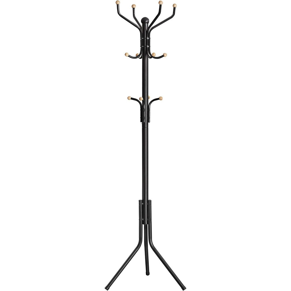 SONGMICS Metal Coat Rack 182 cm Tall Hall Tree Black - Cosy Abode