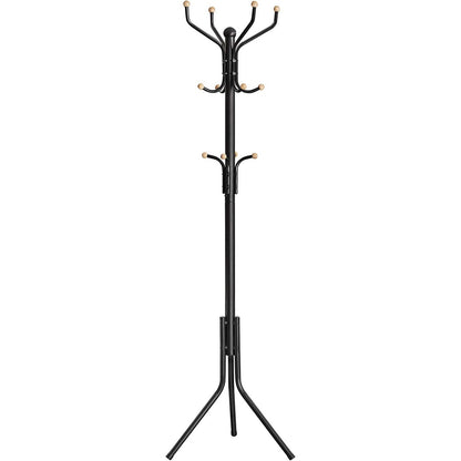 SONGMICS Metal Coat Rack 182 cm Tall Hall Tree Black - Cosy Abode