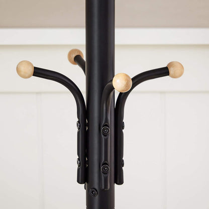 SONGMICS Metal Coat Rack 182 cm Tall Hall Tree Black - Cosy Abode