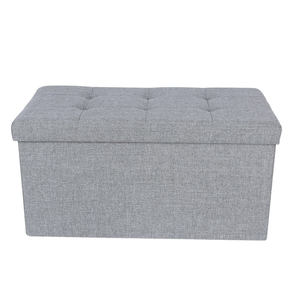 SONGMICS 76cm Folding Storage Ottoman Bench Foot Rest Stool Light Gray - Cosy Abode