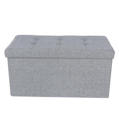 SONGMICS 76cm Folding Storage Ottoman Bench Foot Rest Stool Light Gray - Cosy Abode