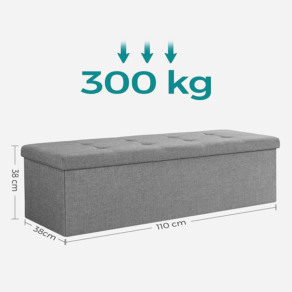 SONGMICS 110cm Storage Ottoman Bench Light Grey - Cosy Abode