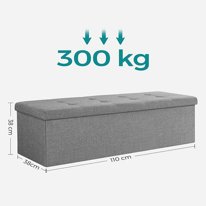 SONGMICS 110cm Storage Ottoman Bench Light Grey - Cosy Abode