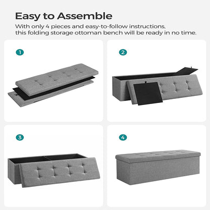 SONGMICS 110cm Storage Ottoman Bench Light Grey - Cosy Abode