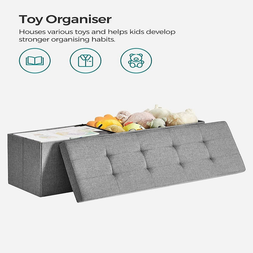 SONGMICS 110cm Storage Ottoman Bench Light Grey - Cosy Abode