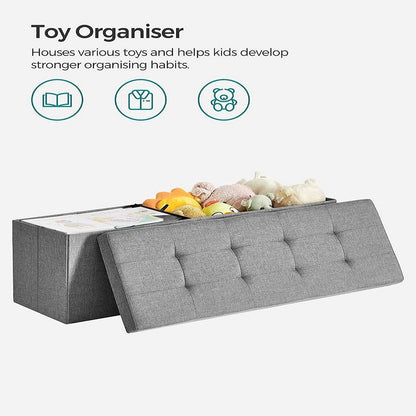 SONGMICS 110cm Storage Ottoman Bench Light Grey - Cosy Abode