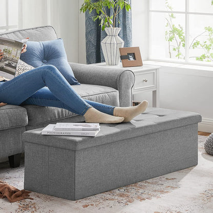 SONGMICS 110cm Storage Ottoman Bench Light Grey - Cosy Abode