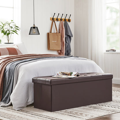 SONGMICS 110cm Folding Ottoman Bench Footrest Brown - Cosy Abode