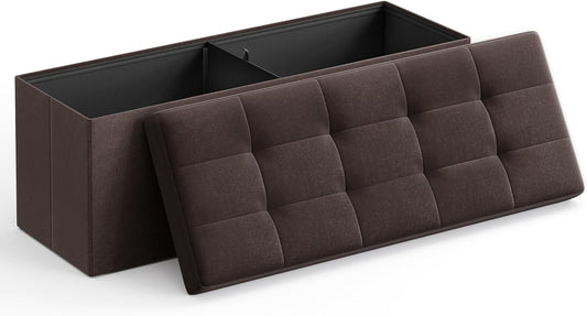 SONGMICS 109cm Folding Storage Ottoman Bench with Storage Space Brown - Cosy Abode