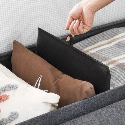 SONGMICS 110cm Folding Storage Ottoman Bench Foot Rest Stool Dark Gray - Cosy Abode