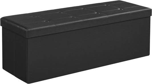 SONGMICS 109cm Folding Storage Ottoman Bench Black - Cosy Abode