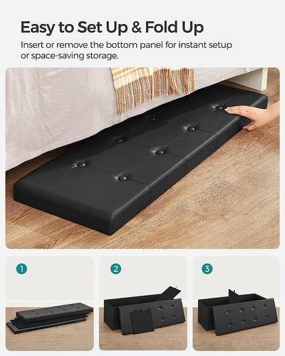 SONGMICS 109cm Folding Storage Ottoman Bench Black - Cosy Abode