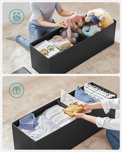 SONGMICS 109cm Folding Storage Ottoman Bench Black - Cosy Abode