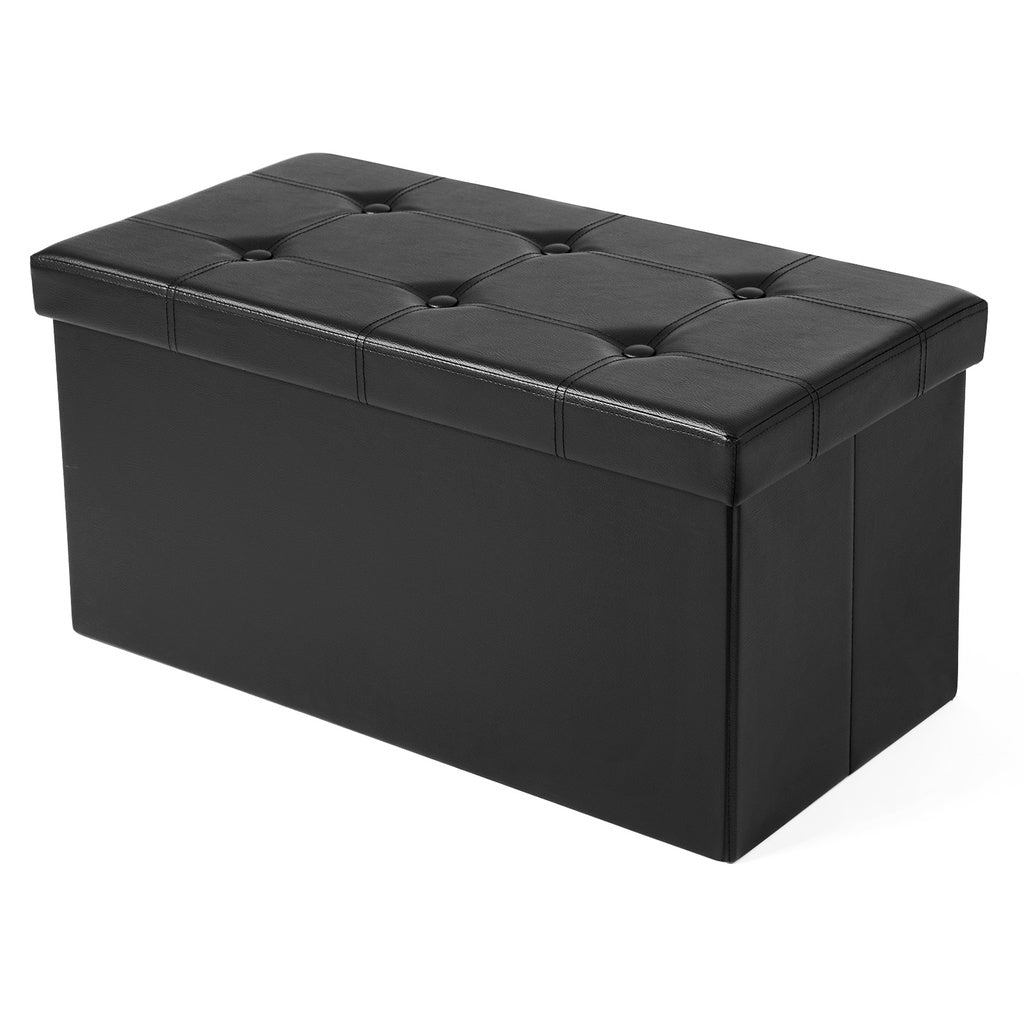 SONGMICS 76cm Folding Storage Ottoman Bench Footrest Black - Cosy Abode