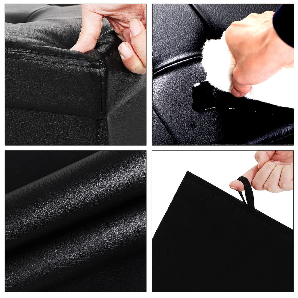 SONGMICS 76cm Folding Storage Ottoman Bench Footrest Black - Cosy Abode