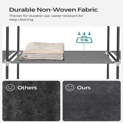 SONGMICS 150cm Portable Closet Organizer, Wardrobe with Shelves and Cover Gray - Cosy Abode