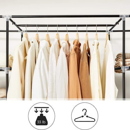 SONGMICS 150cm Portable Closet Organizer, Wardrobe with Shelves and Cover Gray - Cosy Abode