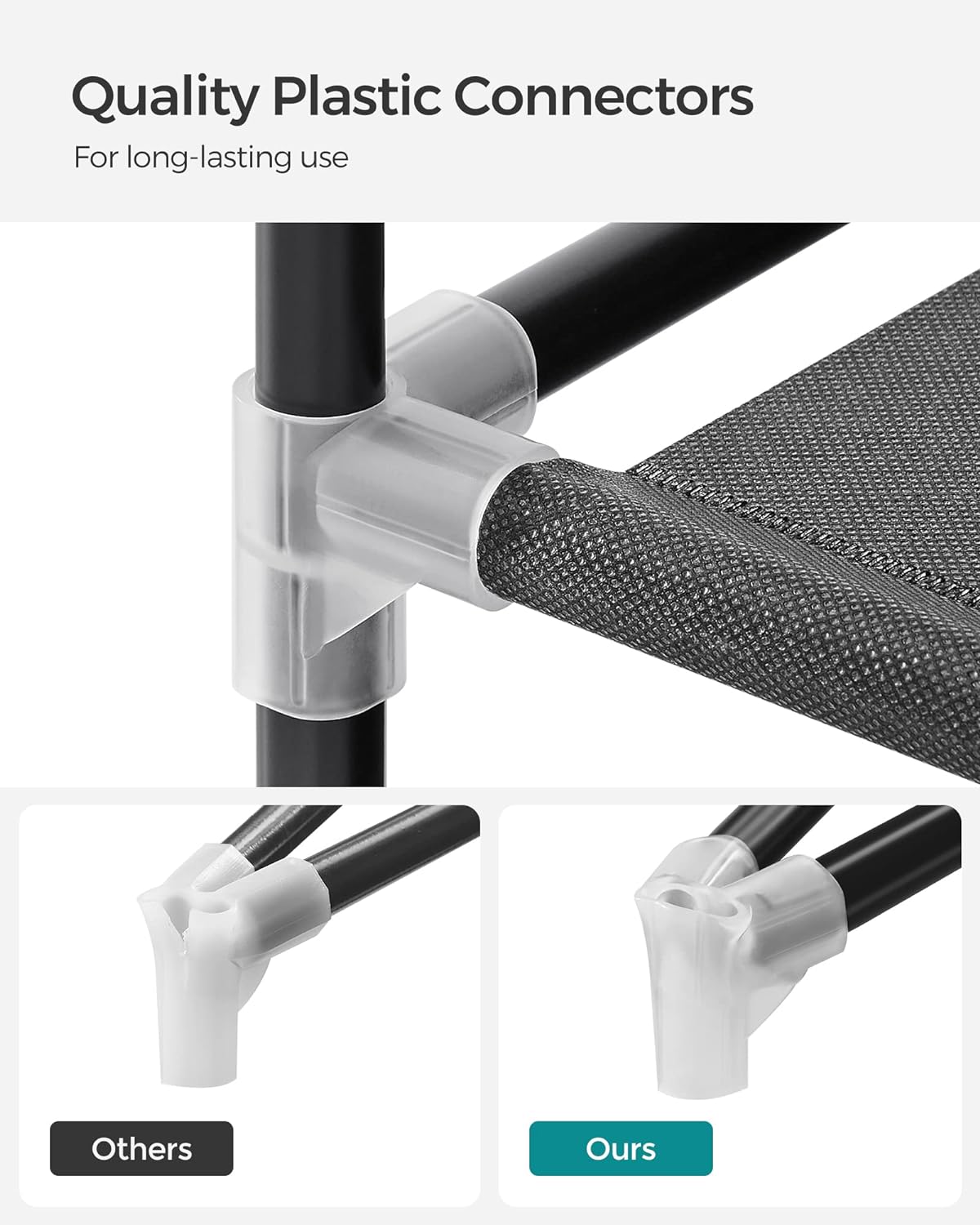 SONGMICS Portable Clothes Storage with 6 Shelves and 1 Clothes Hanging Rail Grey - Cosy Abode